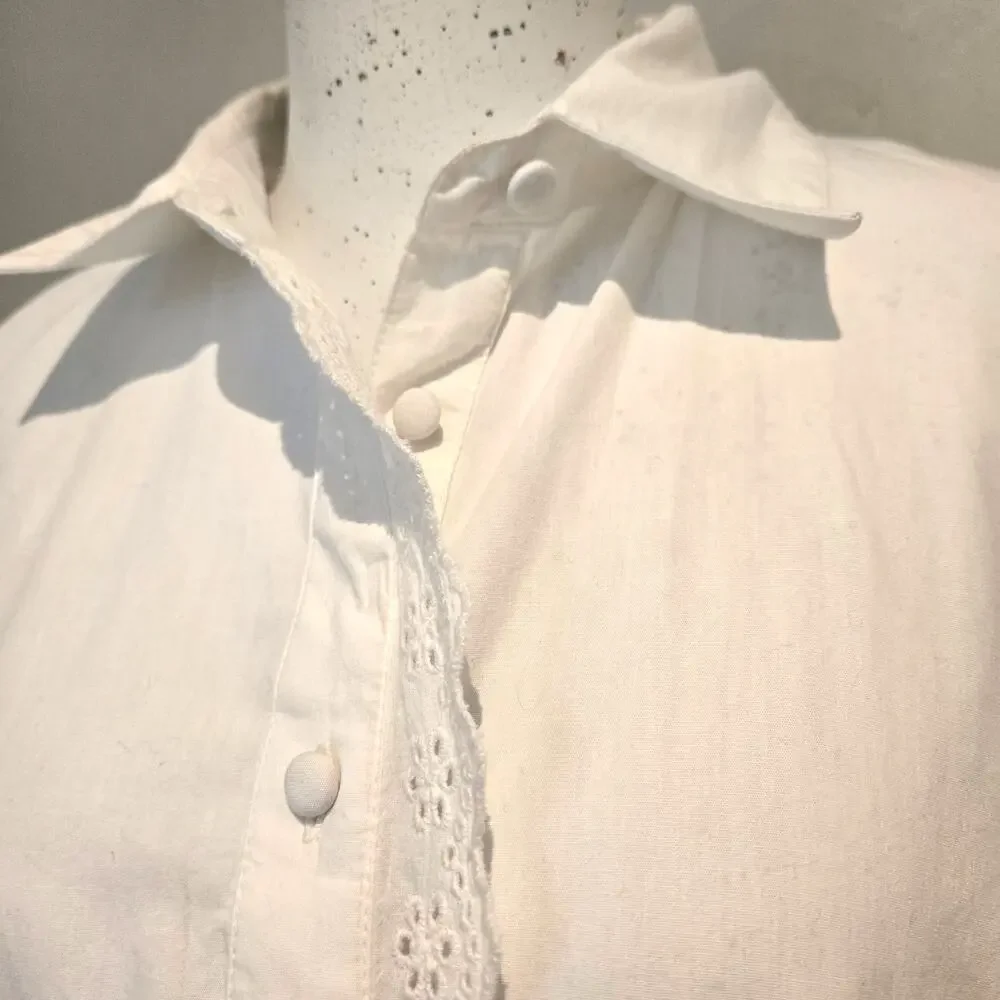 NWT River Island UK White Cotton Ruffle Eyelet Button-Up Mini Dress UK 14 US 10 - Picture 6 of 11